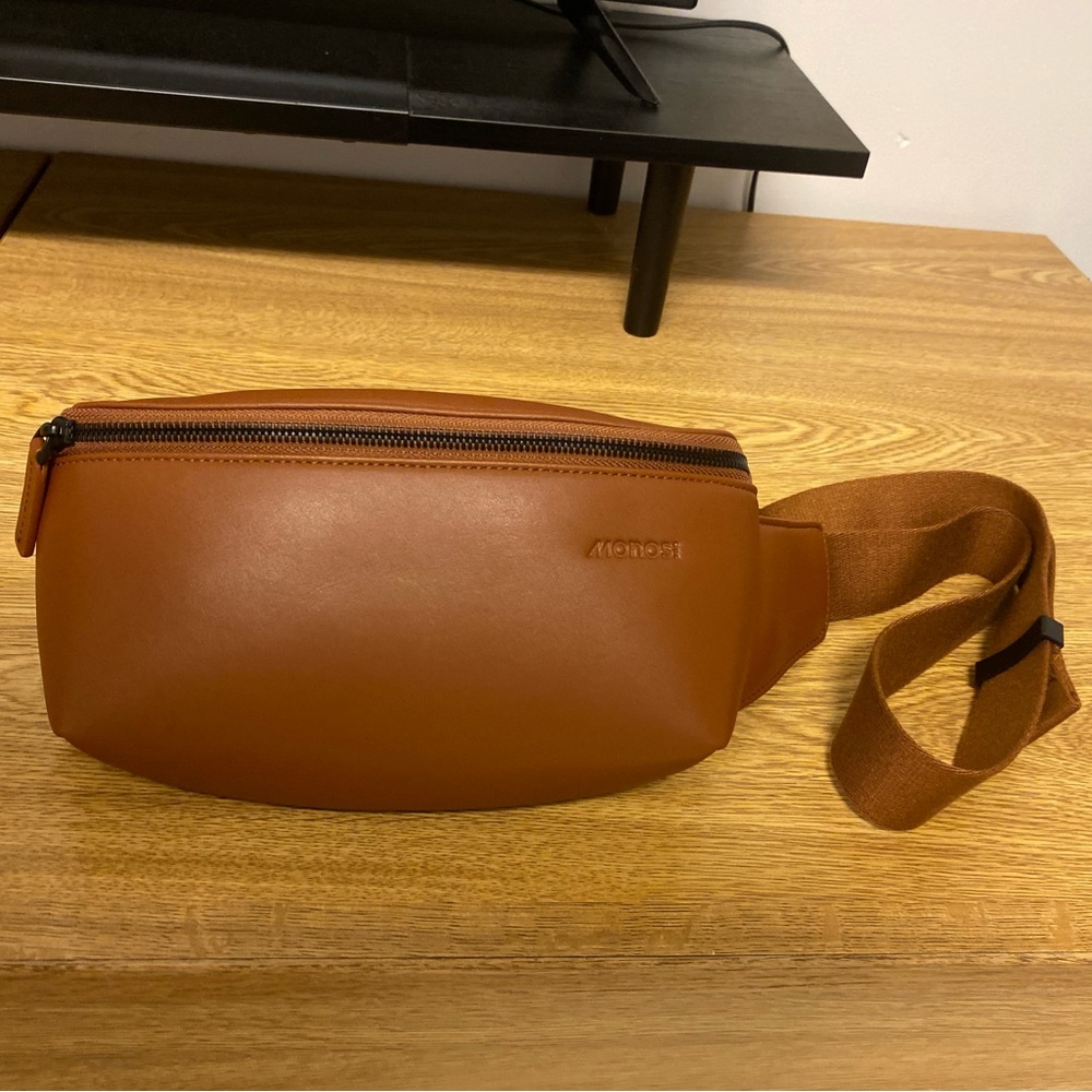 Monos Metro Sling Vegan Leather Brown Fanny Pack Bag